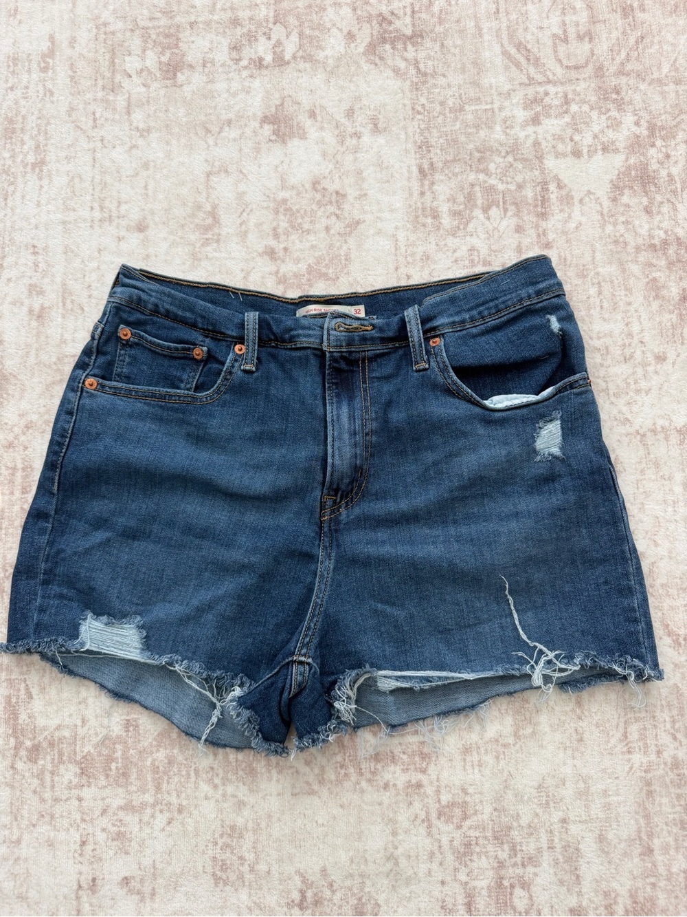 Levi’s Dark Blue High-Rise Denim Shorts Women’s Size 32 - Picture 7 of 11